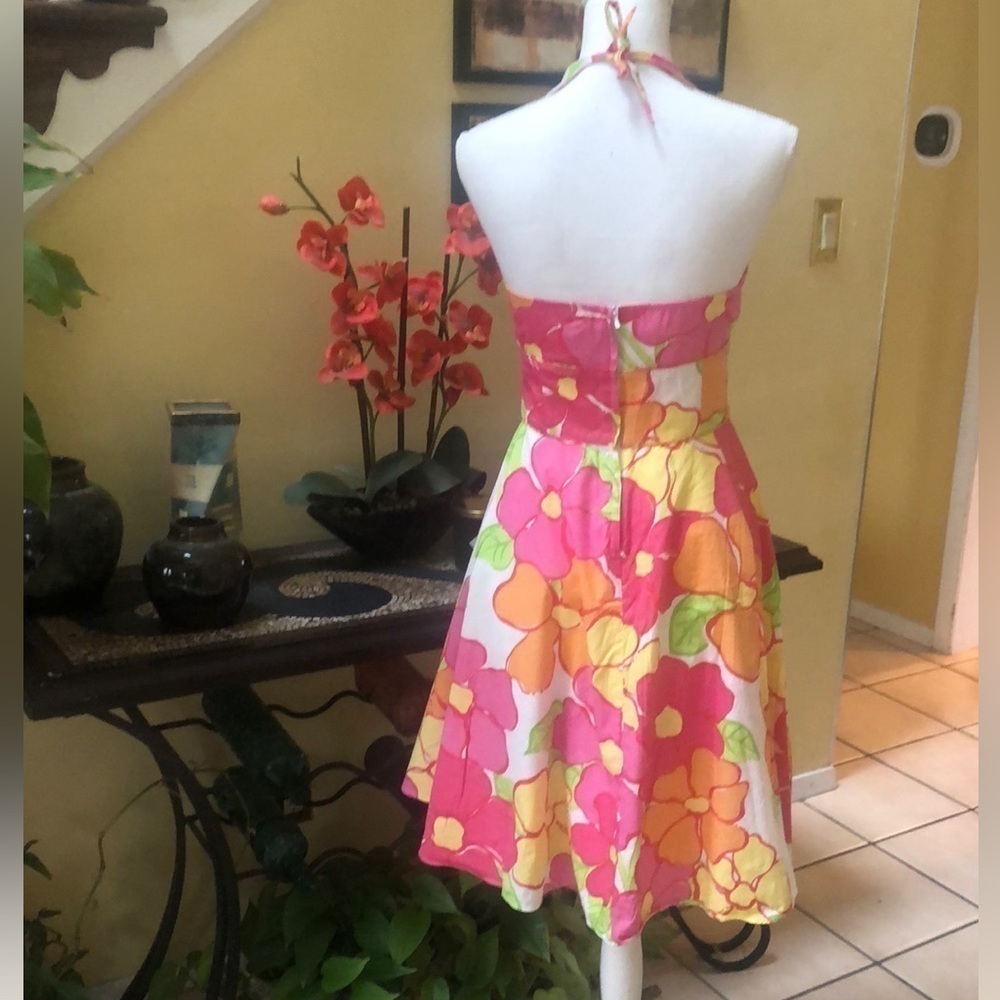 Lilly Pulitzer🚫SOLD🚫White Label Vintage Floral Midi Halter Tie A line Dress - Picture 10 of 15